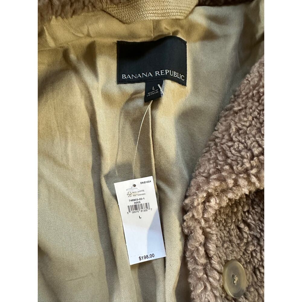 NWT Banana Republic Cropped Fleece Trucker Jacket Size Large - Picture 5 of 7